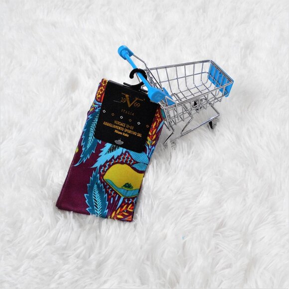 Versace Boys Socks Abbigliamento Sportivo SRL Size 6-8 Burg Multi Floral Kids - Picture 5 of 9